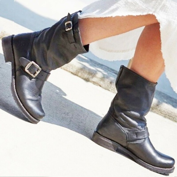 Frye Shoes - Frye Veronica Short Black Leather Boots Womens Size 7 New